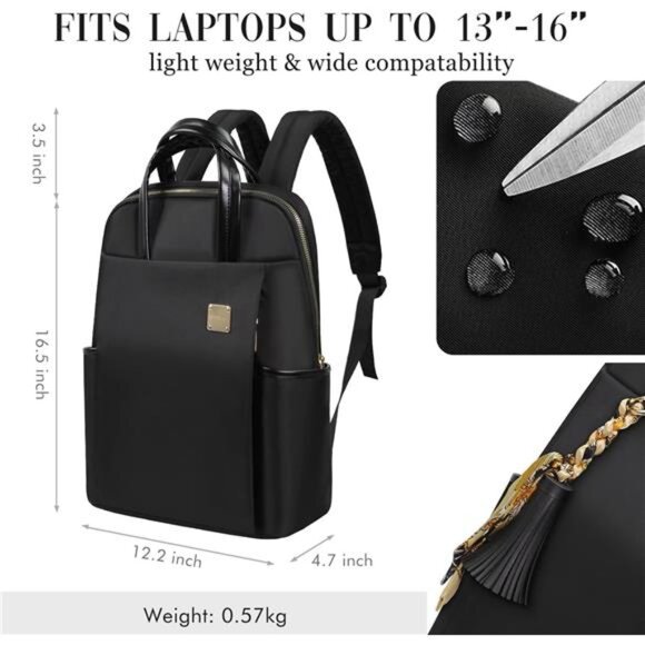 Women\'s Laptop Backpack PU Leather Laptop Backpack Bag,  Fit up to 15.6 Laptop main image 4
